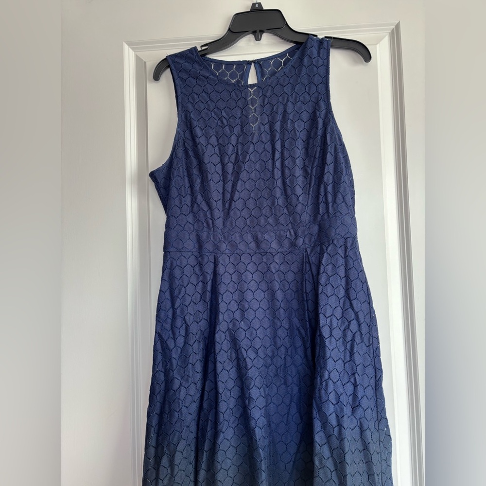 BCBGeneration Navy Textured Sleeveless Fit-and-Flare Dress